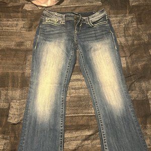 Vigoss Women's Slim Boot Heritage Mid Rise Bleach Washed Jeans Size:12 Length:32